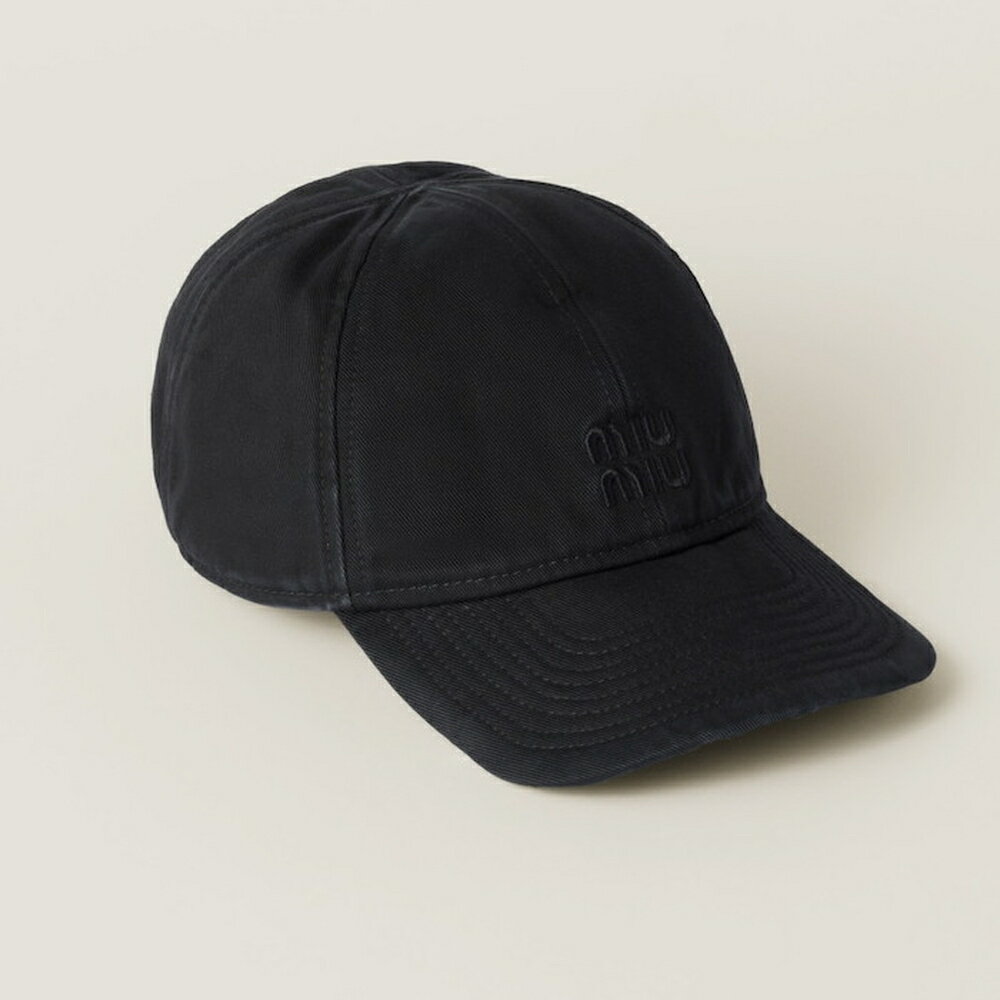 ミュウミュウ MIU MIU ドリル ベースボールキャップ5HC370_2CR2_F0002【ブラック 】【送料無料】【正規品】