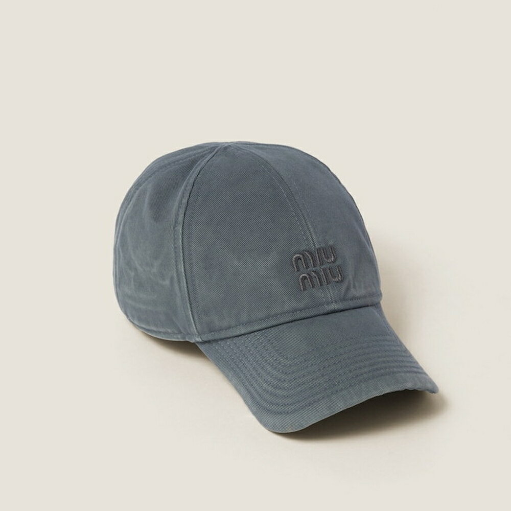 ミュウミュウ MIU MIU ドリル ベースボールキャップ5HC370_2CR2_F0031【グレー 】【送料無料】【正規品】