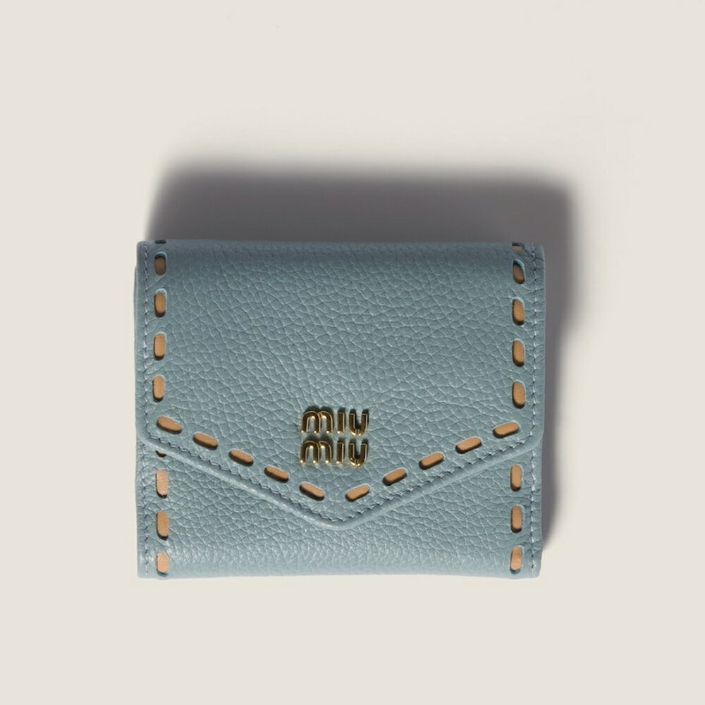 【美品】miumiu ミュウミュウ 長財布 バイカラー ブルー マドラス加工 ミュウミュウMIU MIU MADRAS BICOLORE マドラスビコローレ バイカラー