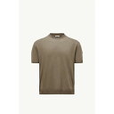 2025春夏 MONCLER モンクレール メンズT-SHIRT IN MAGLIA DI COTONE E SETATシャツ【grigio talpa 】【送料無料】【正規品】