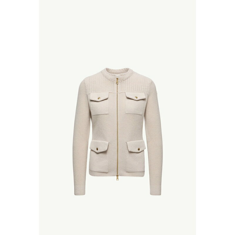 2025/26秋冬 MONCLER モンクレール レディースCARDIGAN IMBOTTITO IN LANA CON ZIPジャケット【bianco 】【送料無料】【正規品】