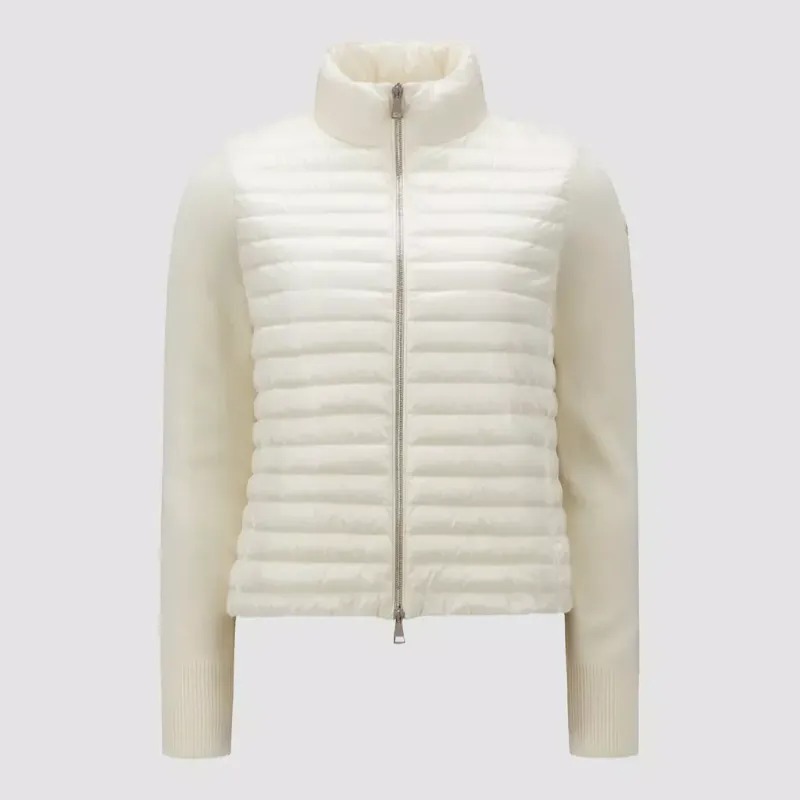 2024春夏 MONCLER モンクレール レディースCARDIGAN IMBOTTITO IN LANAカーディガン【bianco 】【送料無料】【正規品】