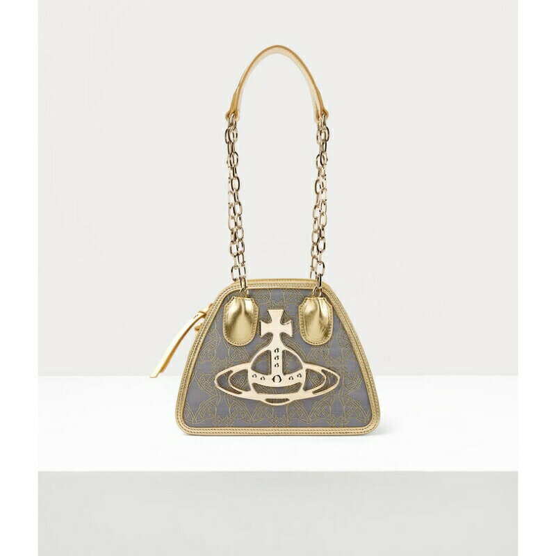 ヴィヴィアンウエストウッド Vivienne Westwood レディース LOGO CHAIN HANDBAGハンドバッグ【Gold/ Grey 】【送料無料】【正規品】