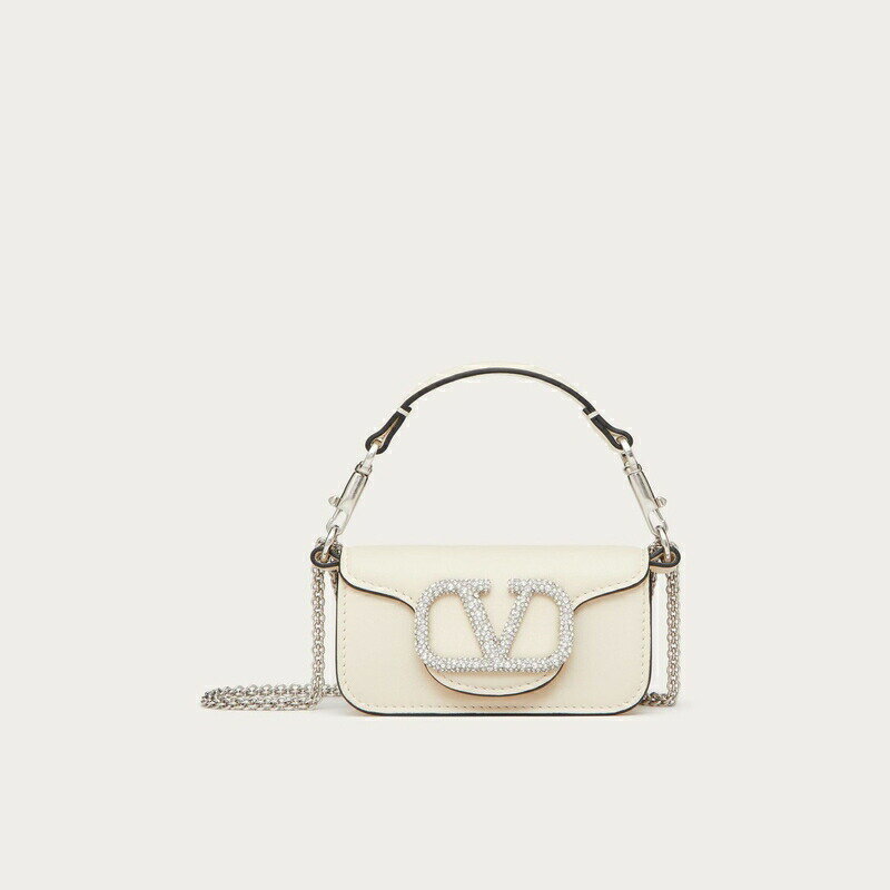 ヴァレンティノ VALENTINO 2024春夏 レディース☆LOCO チェーンとジュエルロゴ付きマイクロバッグ【light ivory 】【送料無料】【正規品】