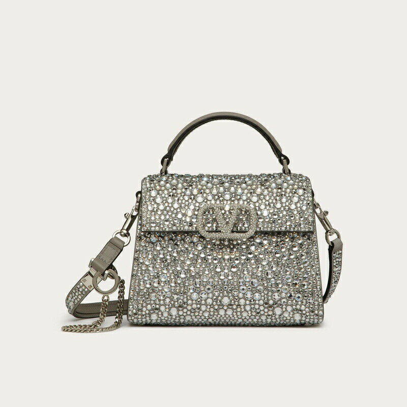 ヴァレンティノ VALENTINO 2024春夏 レディース☆VSLING ミニハンドバッグ スパークリング刺繍入り【pearl grey 】【送料無料】【正規品】