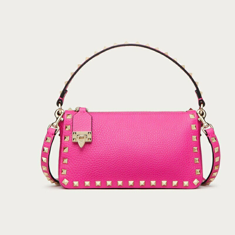 ヴァレンティノ VALENTINO 2024春夏 レディース☆スモール ロックスタッド グレイニー カーフスキン クロスボディ バッグ【pink pp 】【送料無料】【正規品】