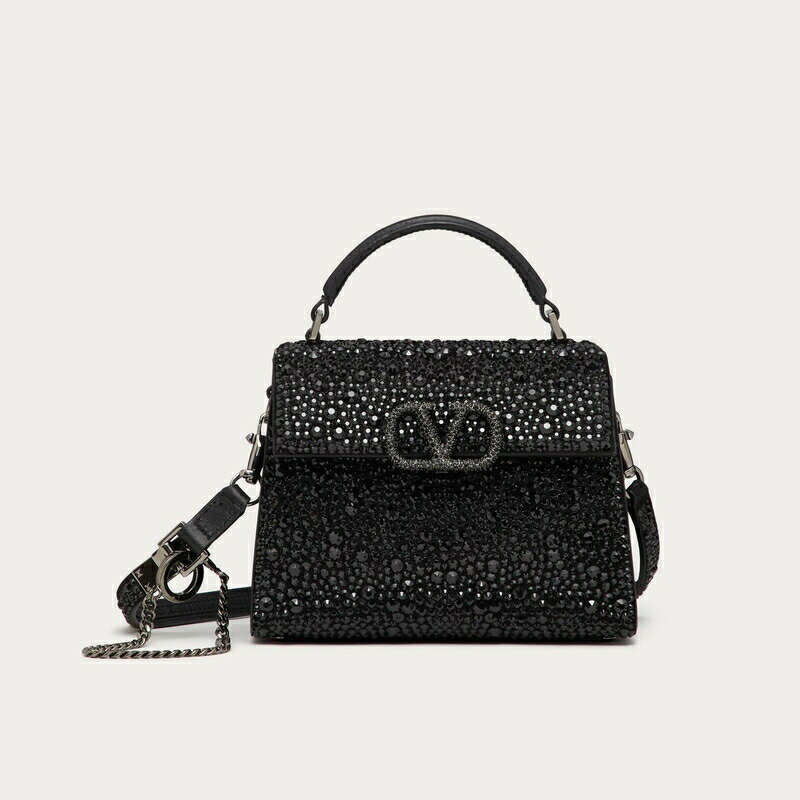 ヴァレンティノ VALENTINO 2024春夏 レディース☆スパークリング刺繍入りミニ VSLING ハンドバッグ【black 】【送料無料】【正規品】