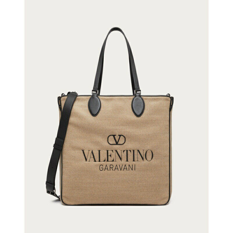 ヴァレンティノ VALENTINO 2024春夏 メンズ☆トワル・イコノグラフ レザーディテール付きウール製ショッピングバッグ