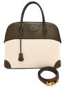 HERMES ボリード 35 トワルアッシュ×ヴォーバレニア ナチュラル×VERT OLIVE G金具 【中古】