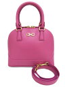 Ferragamo 2WAY ハンドバック 型押しレザー ピンク系 新品同様【中古】