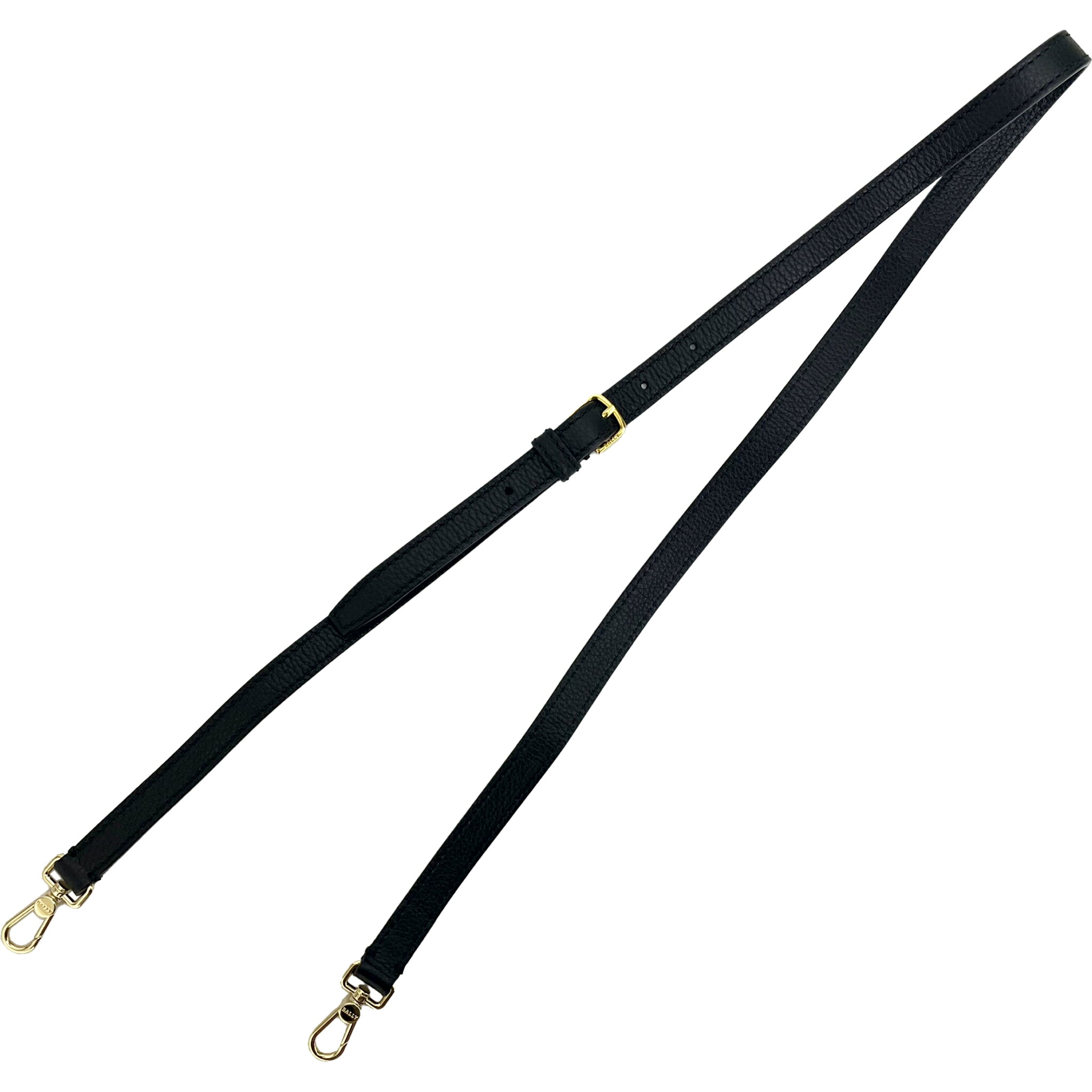 BALLY バリー ショルダーストラップ ブラック ゴールド金具 レザー 長さ約100-110cm(5段階調節可能) A1 【中古】