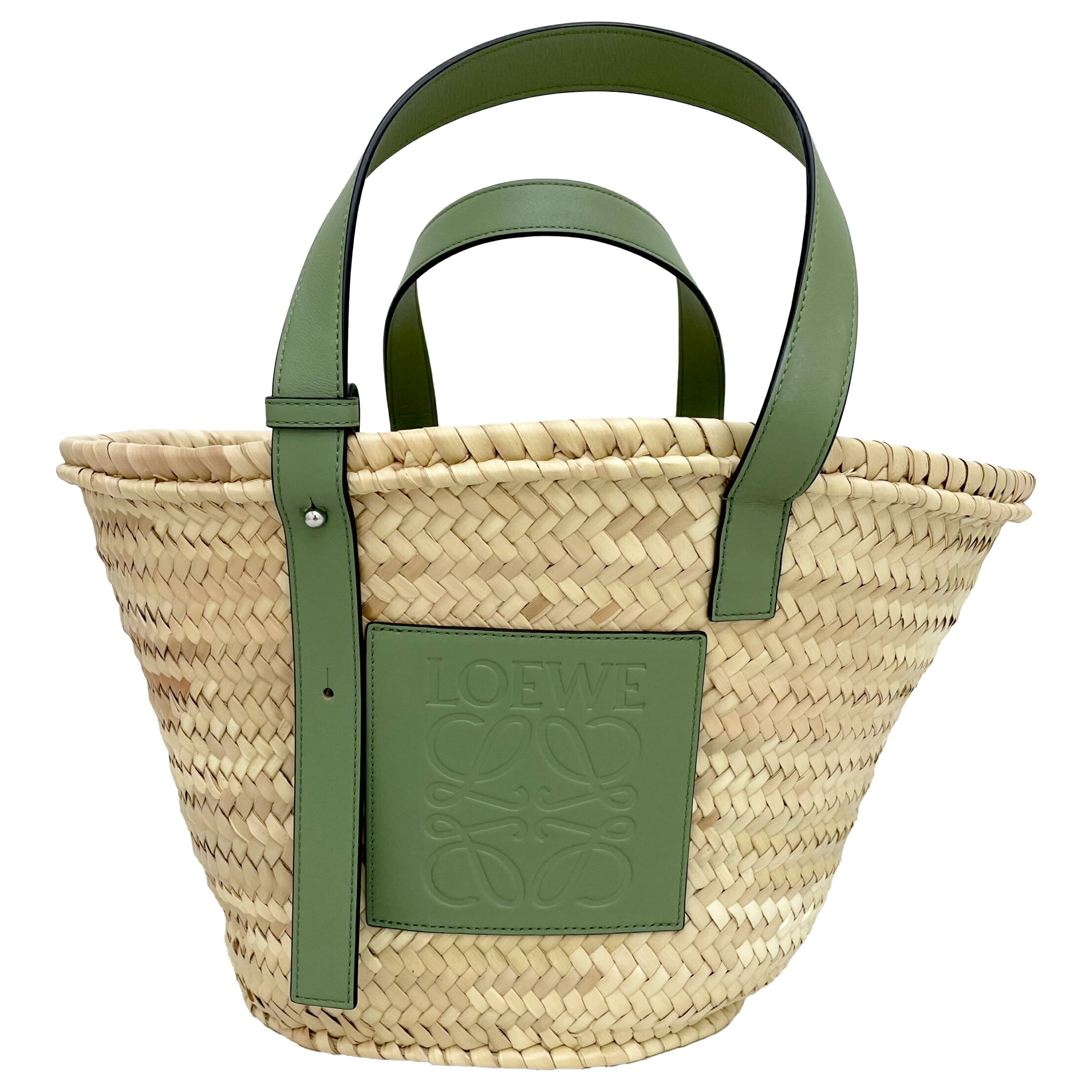 LOEWE　ロエベ　バスケット　ミディアム　ラフィア　ローズマリー　A1　【中古】