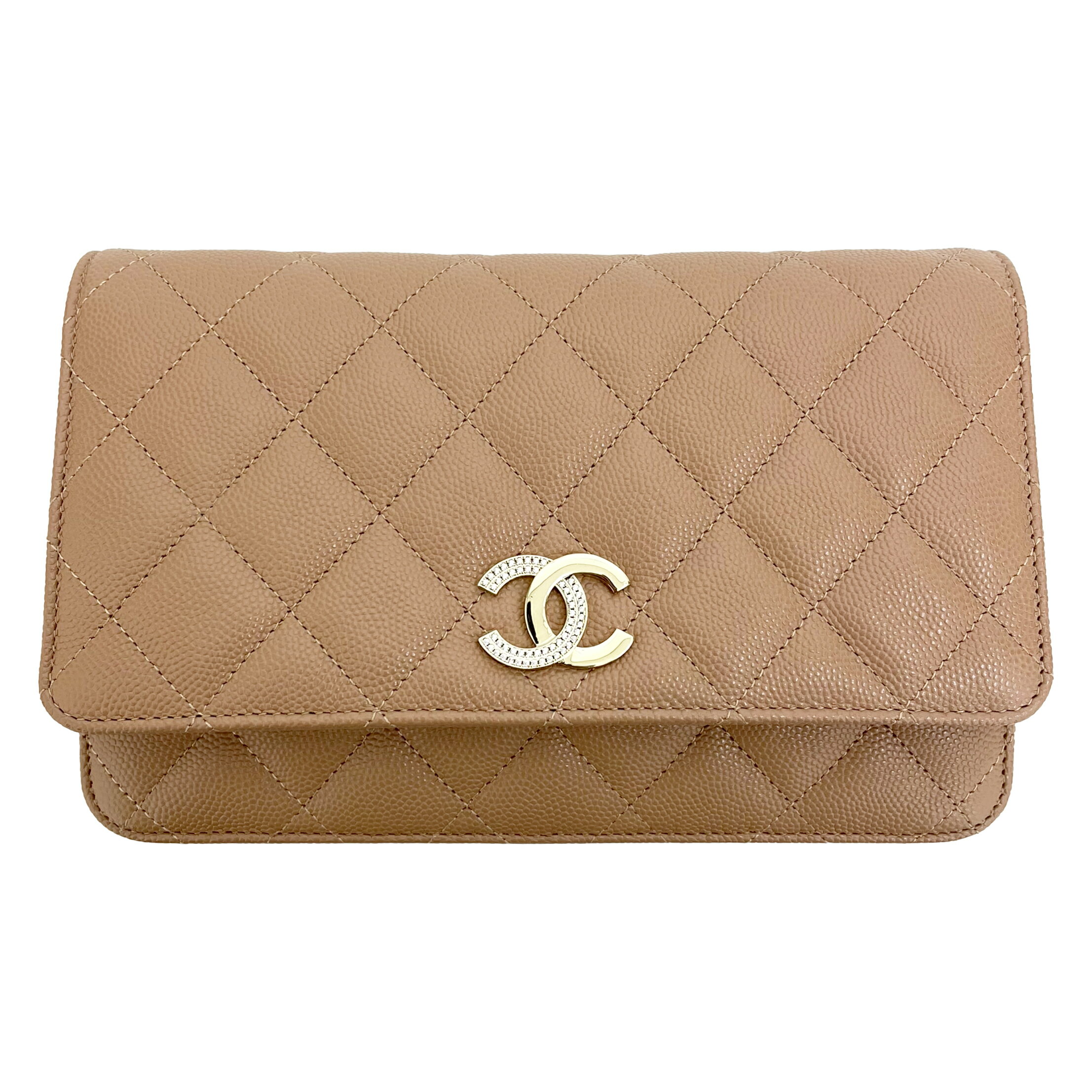 CHANEL シャネル チェーンウォレット AP4171 ライトキャメル系 新品同様 【中古】