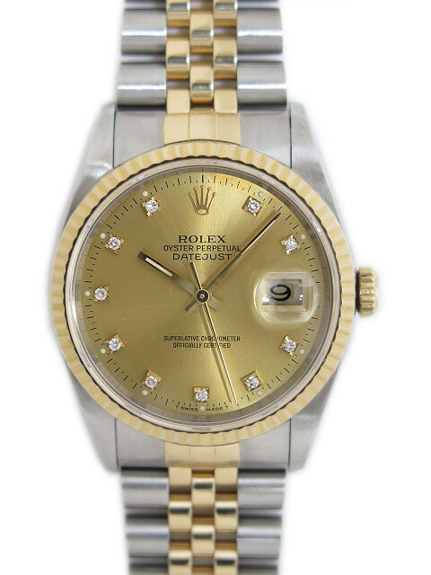 ROLEX ロレックス デイトジャスト 16233G シャンパンゴールド文字盤 【中古】Bランク X番