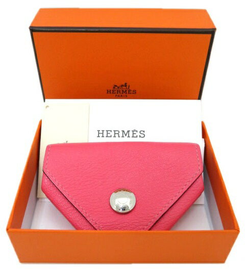 HERMES ル・ヴァンキャトル ヴェルソ コインケース シェーブル ローズアザレ【中古】