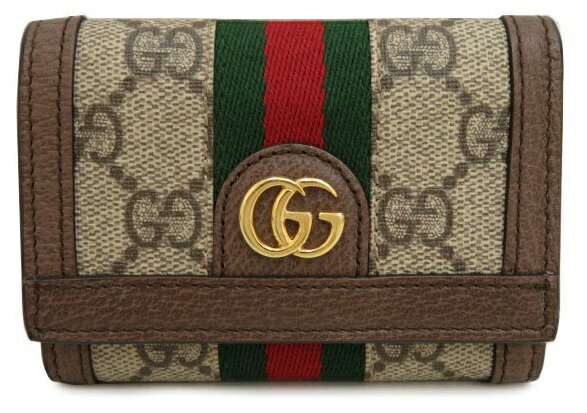 GUCCI　オフィディア　三つ折り ウォレット　644334　ベージュ＆エボニー GGスプリーム キャンバス　2023現行商品 新品同様【中古】のサムネイル