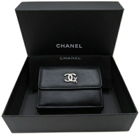 CHANEL スモール フラップ コンパクト ウォレット SMALL WALLET AP0853 レザー ブラック【中古】