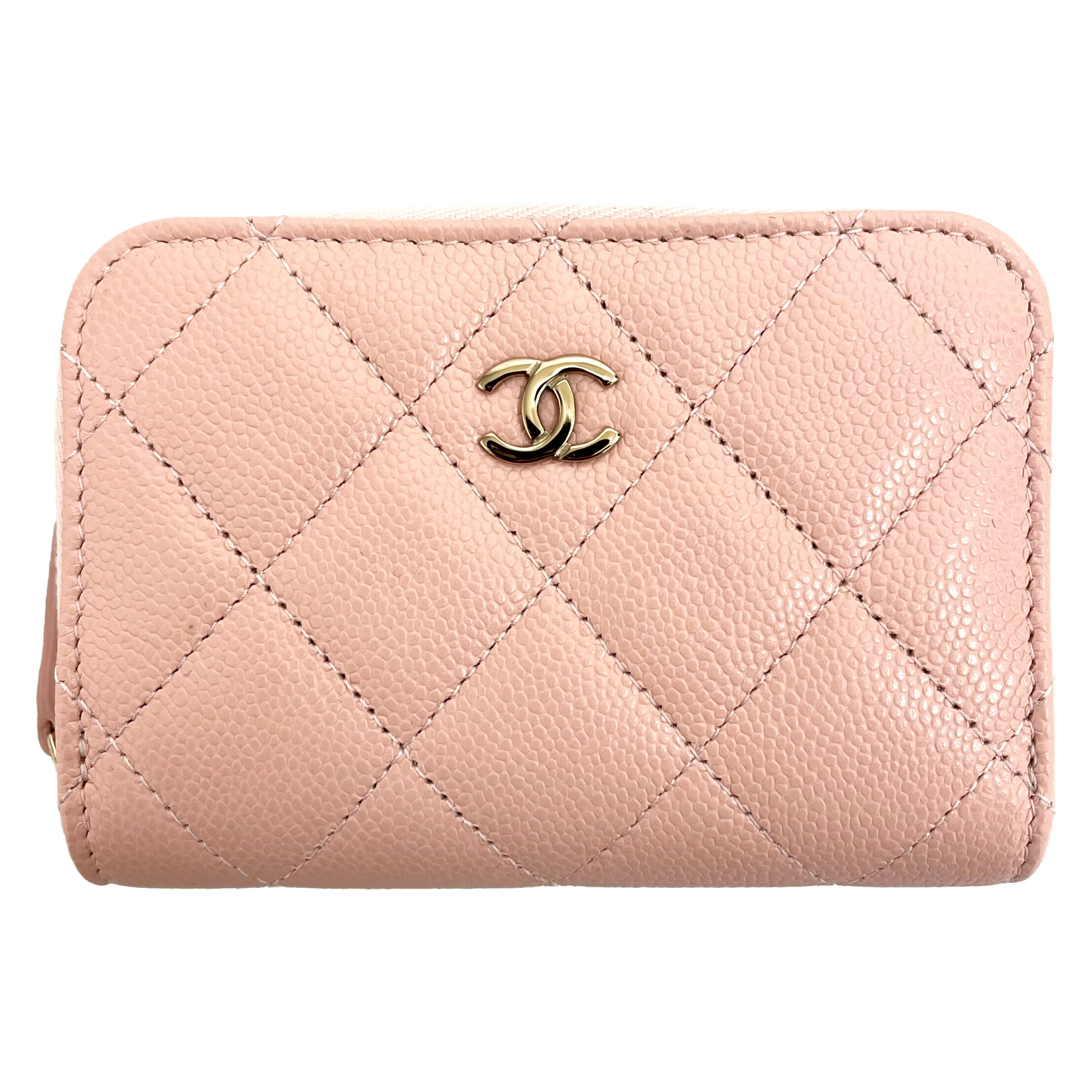 CHANEL　シャネル　クラシックジップコインパース　A0216　ベビーピンク×ゴールド金具　キャビアスキン　未使用品　【中古】のサムネイル