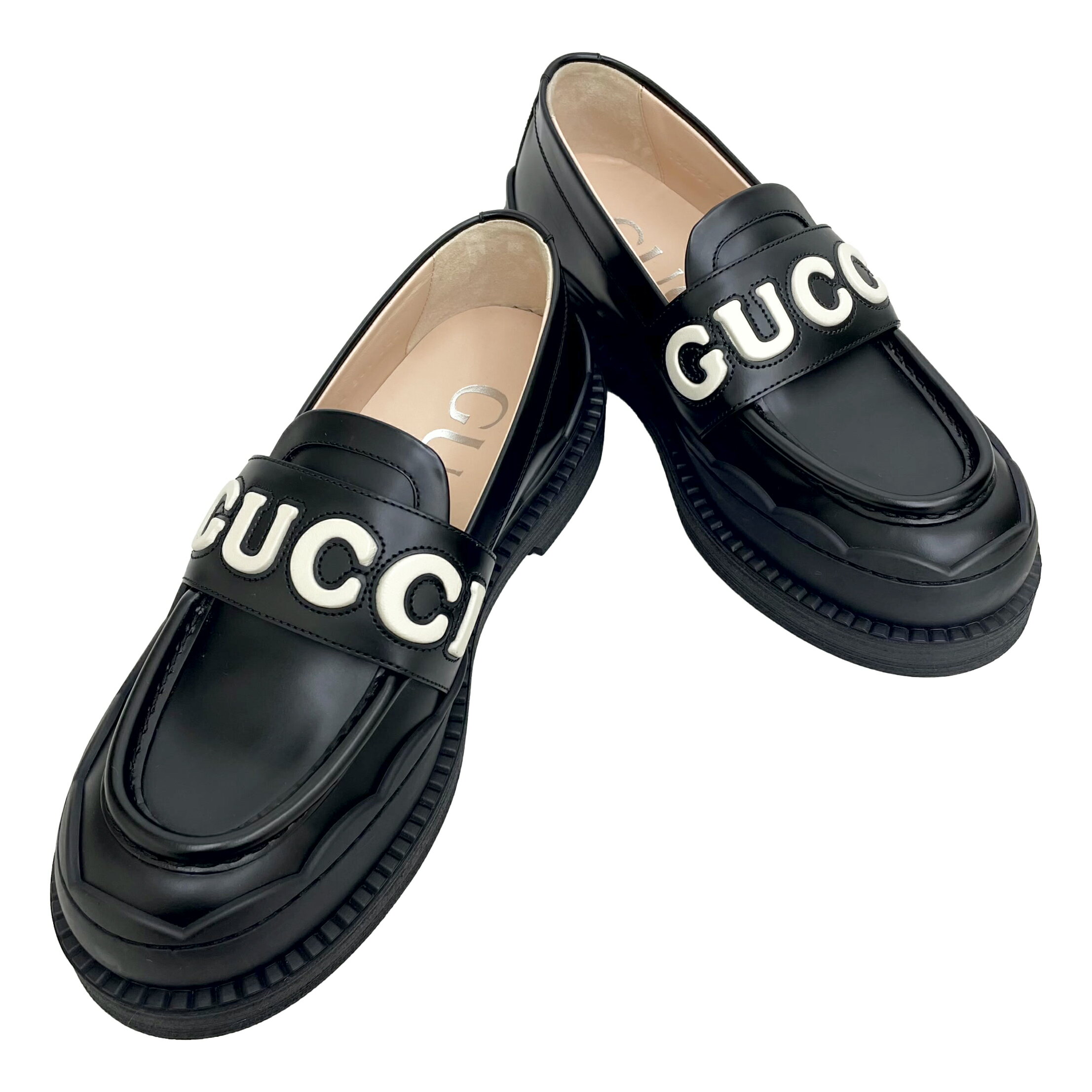 GUCCI グッチ ローファー 752854 ブラック レザー #38 1/2 A1 【中古】