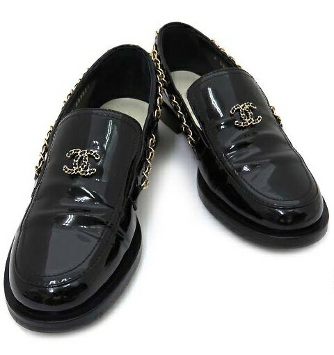 CHANEL　ローファー　フラットシューズ　パテントレザー　ブラック　＃36 C 【中古】のサムネイル