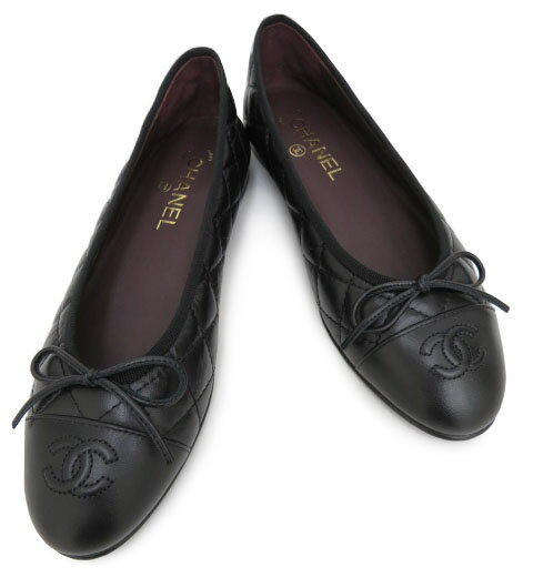 CHANEL　 バレリーナ　フラットシューズ　キルティングレザー　 ブラック ＃37 C 未使用【中古】のサムネイル