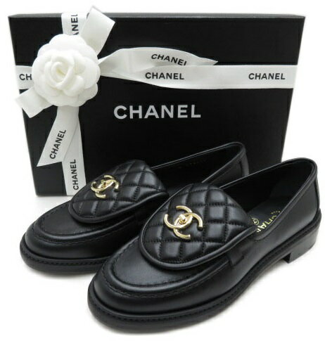 CHANEL　ターンロック ローファー マトラッセ　20C　G36646　ラムスキン　ブラック　＃37 1/2 C　 新品/未使用　【中古】のサムネイル