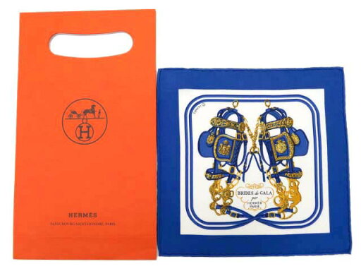 HERMES スカーフ カレ20 ナノ BRIDES DE GALA ブルーヴィフ 美品 【中古】 HERMES スカーフ カレ20 ナノ BRIDES DE GALA ブルーヴィフ 美品 【中古】