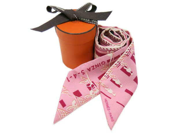 HERMES　ツイリー　ピンク　”フォーブル24銀座5-4-1”　10周年記念限定【中古】新品同様のサムネイル