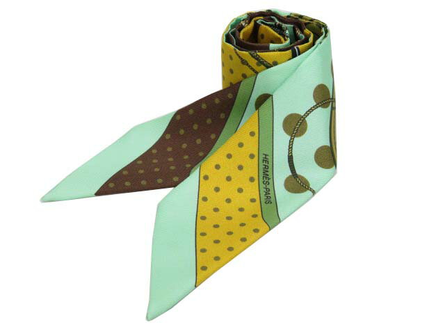 HERMES ツイリー ”クリック・クラック・ドット”エメラルドグリーン系　新品同様【中古】のサムネイル