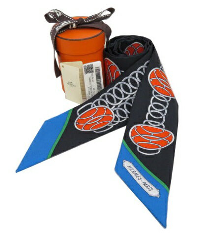 HERMES　ツイリー ”リフトプロフィール” LIFT PROFILE ブラック×コバルト×バーミリオン　新品同様【中..