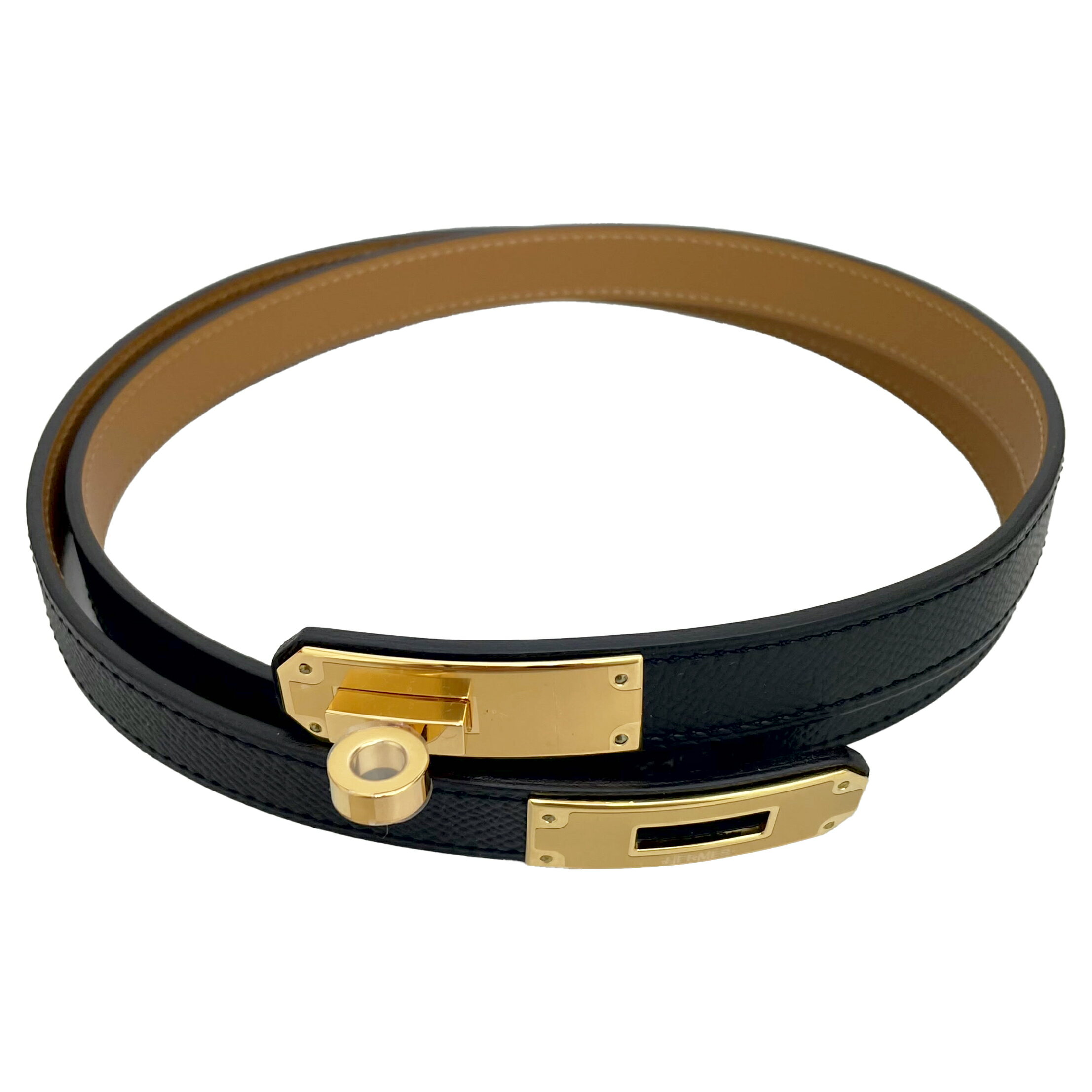 HERMES　エルメス　ケリーベルト18　Z刻印　2021年　ブラック　ピンクゴールド金具　ヴォーエプソン　..