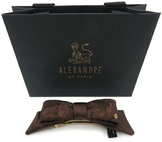 ALEXANDRE　DE　PARIS レース リボン バレッタ　ダークブラウン系 新品同様 【中古】
