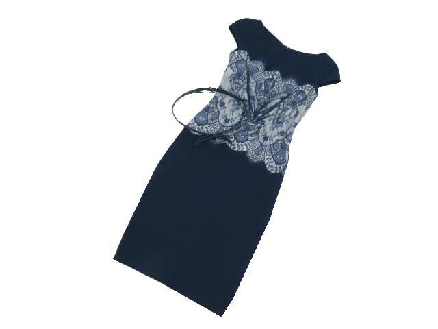 TADASHI SHOJI　ネオプレン レース ミディアムドレス　ネイビー　0　A1【中古】のサムネイル