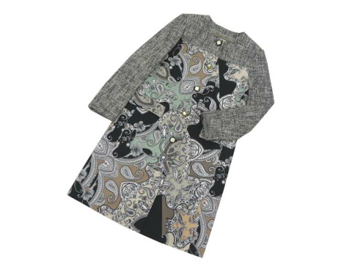 ETRO ツイードコート ブラック×ホワイト×ベージュ系 44 新品同様【中古】 ETRO ツイードコート ブラック×ホワイト×ベージュ系 44 新品同様【中古】