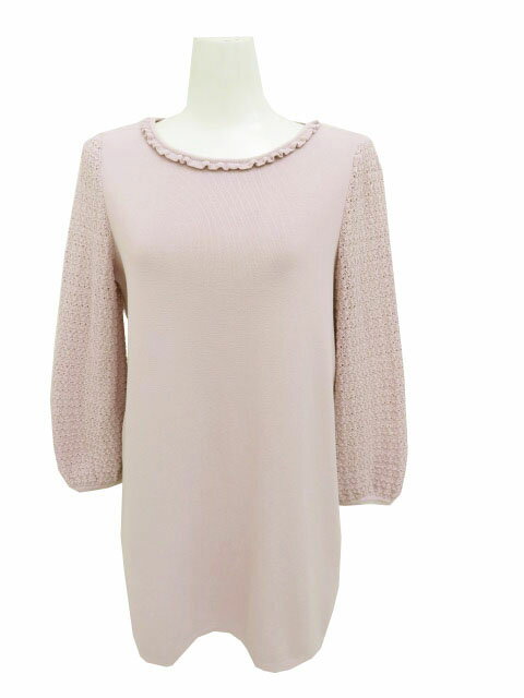 TO BE CHIC 袖レースニットチュニック ピンク 40 ’22年 A1美品【中古】