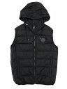 GUCCI メンズ ワッペン ダウンベスト フード付き 裏地ダブルG柄 ブラック 46 A1美品【中古】