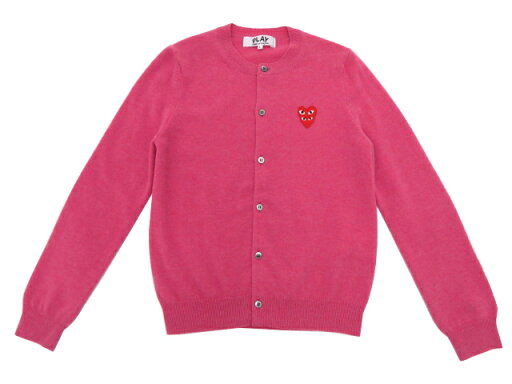PLAY COMME des GARCONS メンズ カーディガン ダブルハート ピンク L A1【中古】 PLAY COMME des GARCONS メンズ カーディガン ダブルハート ピンク L A1【中古】