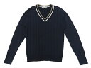 JOHN SMEDLEY Vネック コットンニット セーター ネイビー S A1【中古】