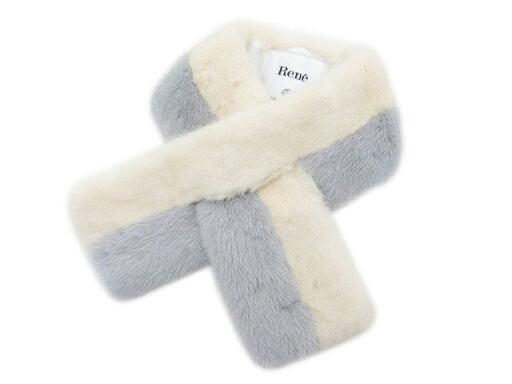 Rene KOPENHAGEN FUR ミンクファーマフラー オフホワイト×ブルーグレー系 A1美品【中古】 Rene KOPENHAGEN FUR ミンクファーマフラー オフホワイト×ブルーグレー系 A1美品【中古】
