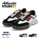 Atlantic STARS アトランティックスターズ メンズ スニーカー 黒 白 ローカット スニーカー メンズ 厚底 本革 イタリア メンズスニーカー ブラ...