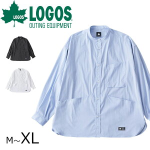ロゴス CAMP LOGOS マルチポケットノーカラーシャツ スタンドカラー ワークシャツ 長袖 長袖シャツ メンズ おしゃれ シンプル ゆったり 大きいサイズ 白シャツ ブラウス トップス キャンプ アウトドア