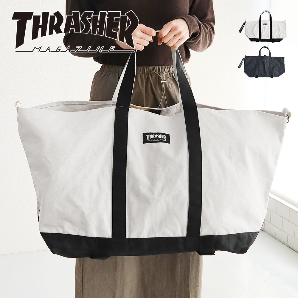 ＼MAX90%OFFセール／ トートバッグ 大きめ キャンバス バッグ レディース 旅行バッグ ビッグトートバッグ スケーティングバッグ スケボーバッグ かばん 鞄 メンズバッグ ブランド アメカジ かっこいい おしゃれ 大きいサイズ 春 夏 刺繍 ロゴ スラッシャー THRASHER r1924