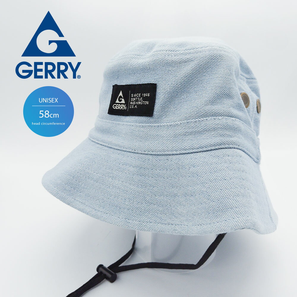 gerry バケットハット メンズ 帽子 レディース ストラップ あご紐 春 夏 サファリハット メンズ つば広 おしゃれ 折りたためる バケハ ジェリー メンズハット レディースハット 黒 ブラック デニム ブルー 37almg-165