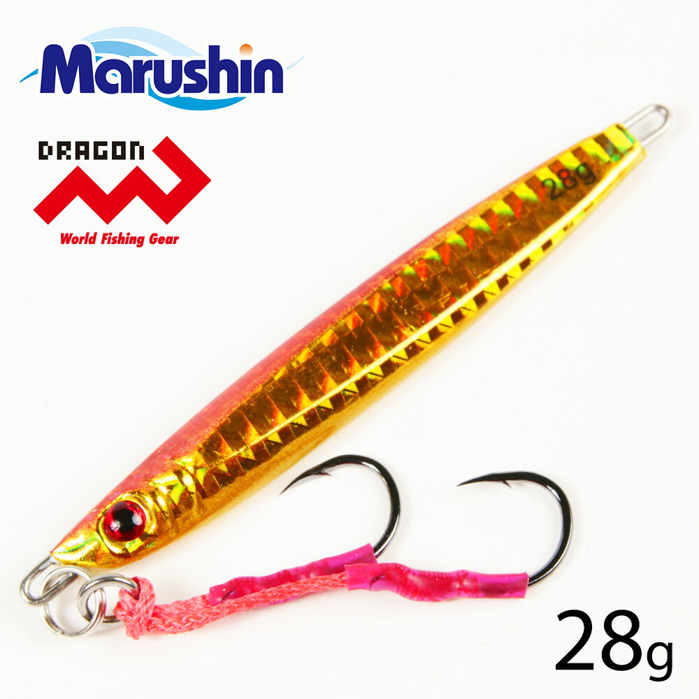 マルシン メタルジグ 風雅 レッドゴールド 28g アシストフック ホログラム ハードルアー シーバス ルアー ジギング ソルトルアー ソルトウォーター ヒラメ マゴチ チヌ スズキ メッキ カマス サワラ ワラサ 青物 アジ サワラ カンパチ ブリ カサゴ メバル
