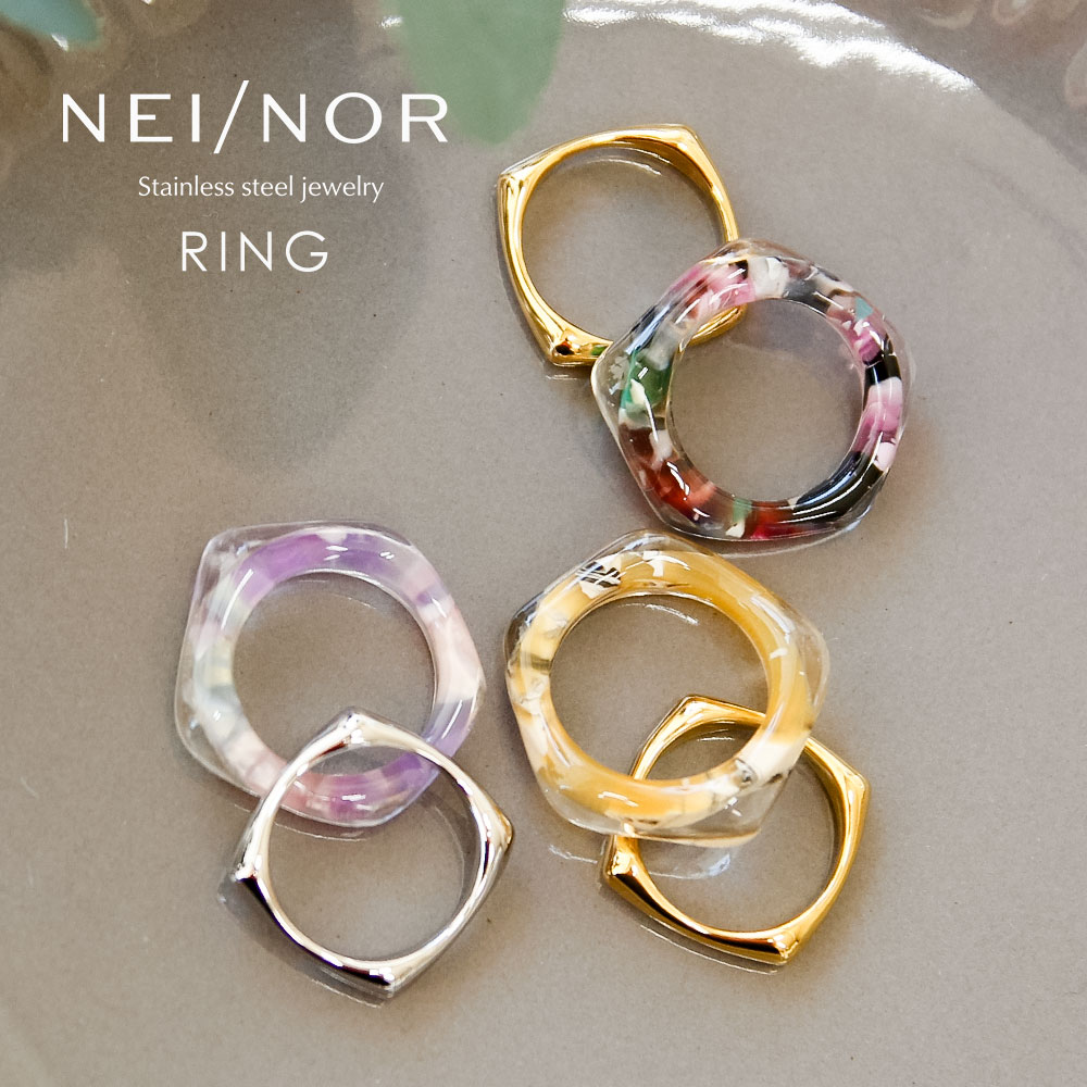 ＼MAX99%OFFセール／ Nei/nor 指輪 リング お肌に優しい つけっぱなしok サージカルステンレス 316L ジェンダーレス ファッション アクセサリー 錆に強い 変色しにくい スキンジュエリー 贈り物 プレゼント ゴールド シルバー ネイナー 13号 US7 NnRI-0079