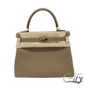 【SALE限定価格】HERMES【エルメス】ケリー25ヴォー・スイフトエトゥープ/ゴールド金具Z刻印 レディース【USED】