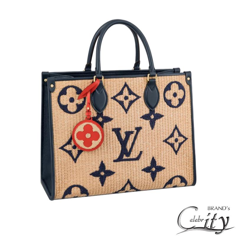 【楽天スーパーSALE 5%OFF!】LOUIS VUITTON【ルイヴィトン】オンザゴーMMモノグラムラフィア レザー ブルー GD金具M57723 ショルダーバッグレディース【未使用品】