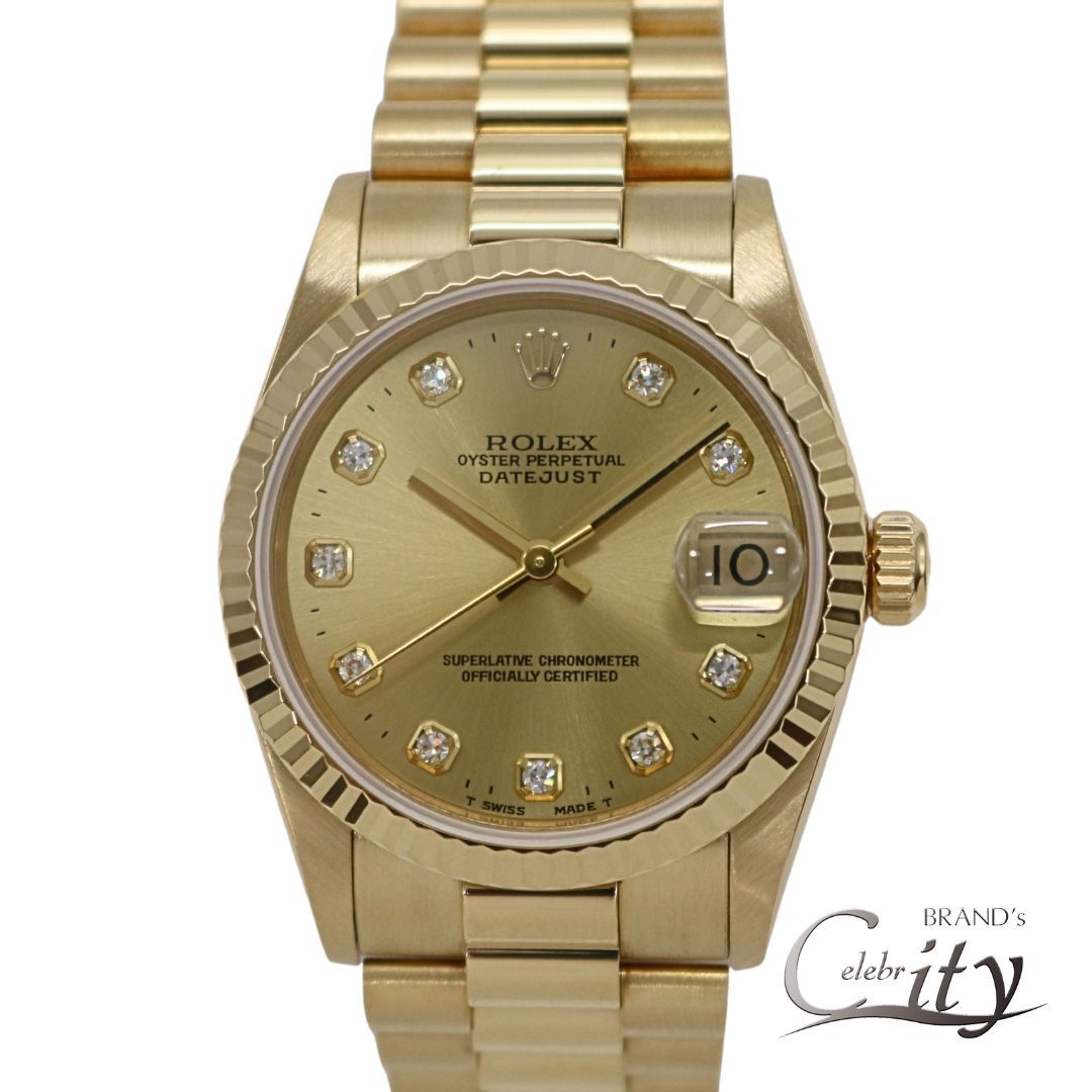 ROLEX【ロレックス】デイトジャスト 3168278/W番YG シャンパン/10Pダイヤ文字盤ユニセックス【USED】