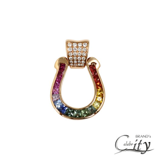 K18PG/D0.22ct 2.26ctレインボー 馬蹄モチーフダイヤモンドトップ Lサイズユニセックス 【NEW】 K18PG/D0.22ct 2.26ctレインボー 馬蹄モチーフダイヤモンドトップ Lサイズユニセックス 【NEW】
