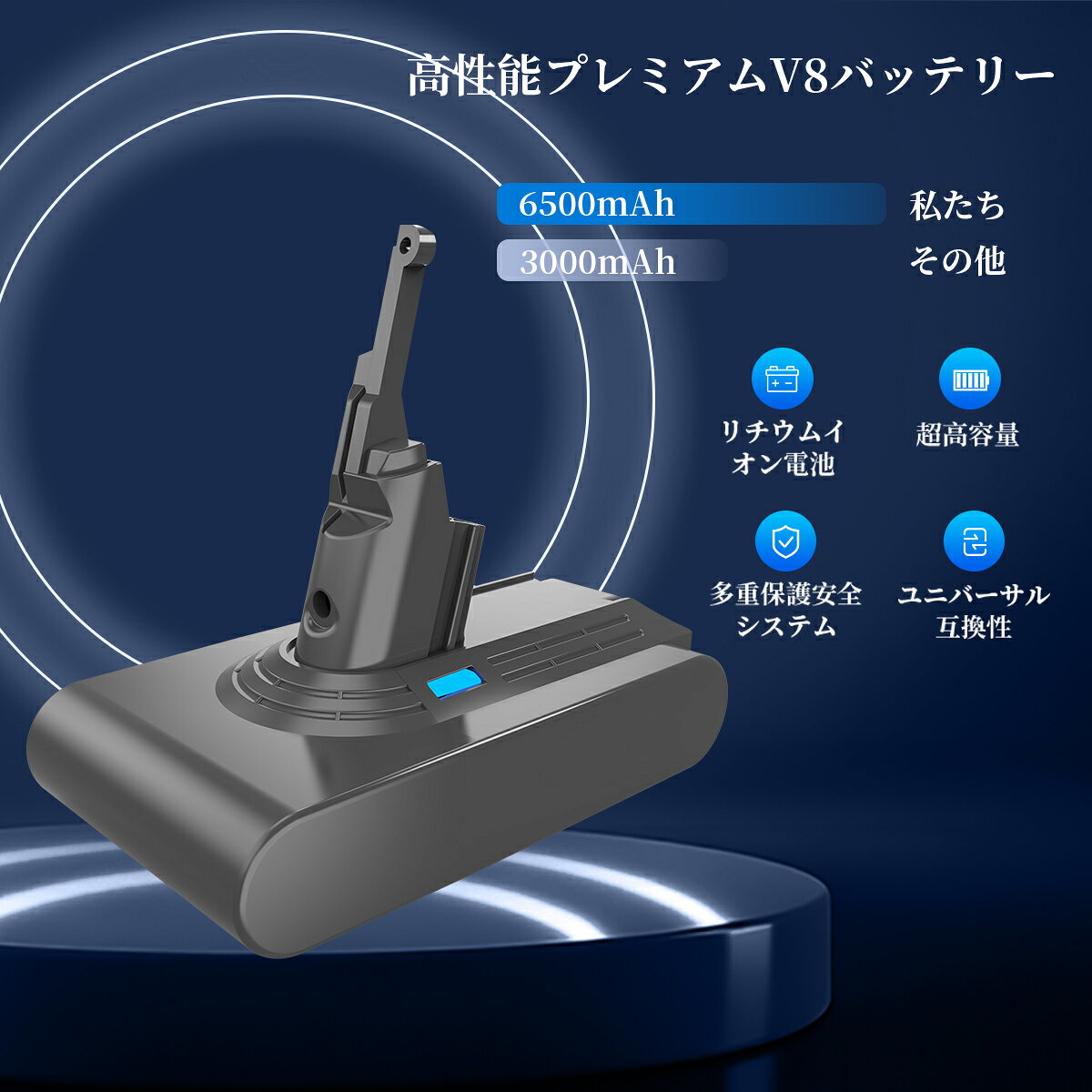 ダイソン バッテリー V8 SV10 掃除機交換用 6500mAh長寿命 ダイソン V8 Fluffy/Slim Fluffy/Absolute/Animal/Motorhead 掃除機バッテリー PSEマーク付き 互換品 21.6V